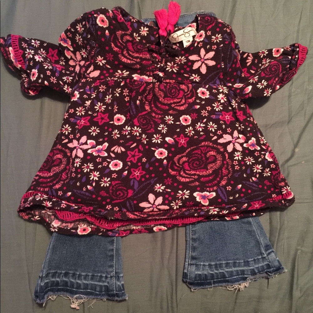 Jessica Simpson 12 month boho top and flare jeans
